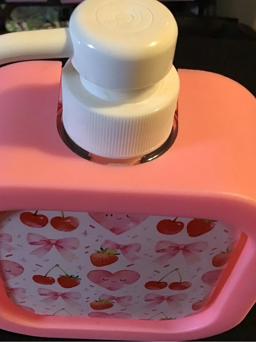 Pink Strawberry & Cherry Print Water Bottle Flask